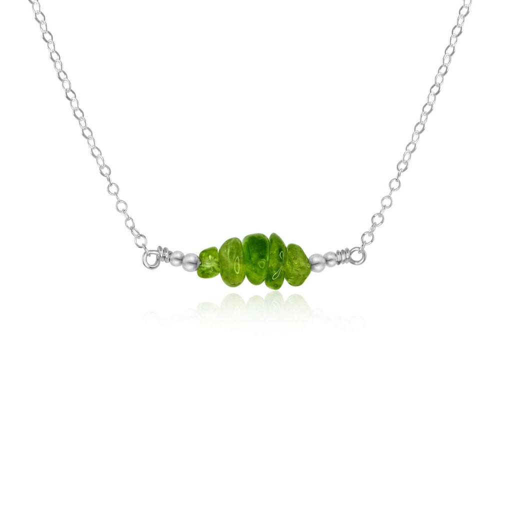 Peridot Chip Bead Bar Necklace - Peridot Chip Bead Bar Necklace - Sterling Silver - Luna Tide Handmade Crystal Jewellery
