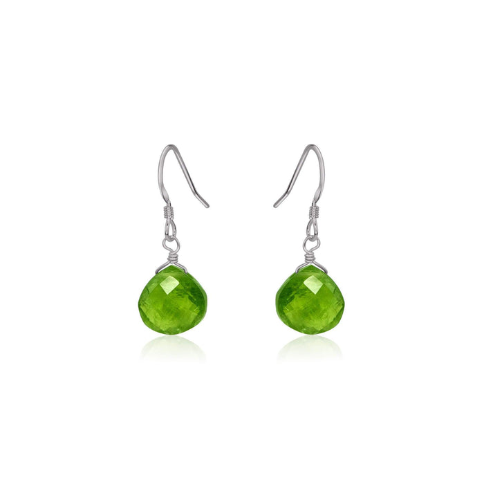 Peridot Gemstone Teardrop Dangle Earrings - Peridot Gemstone Teardrop Dangle Earrings - Stainless Steel - Luna Tide Handmade Crystal Jewellery