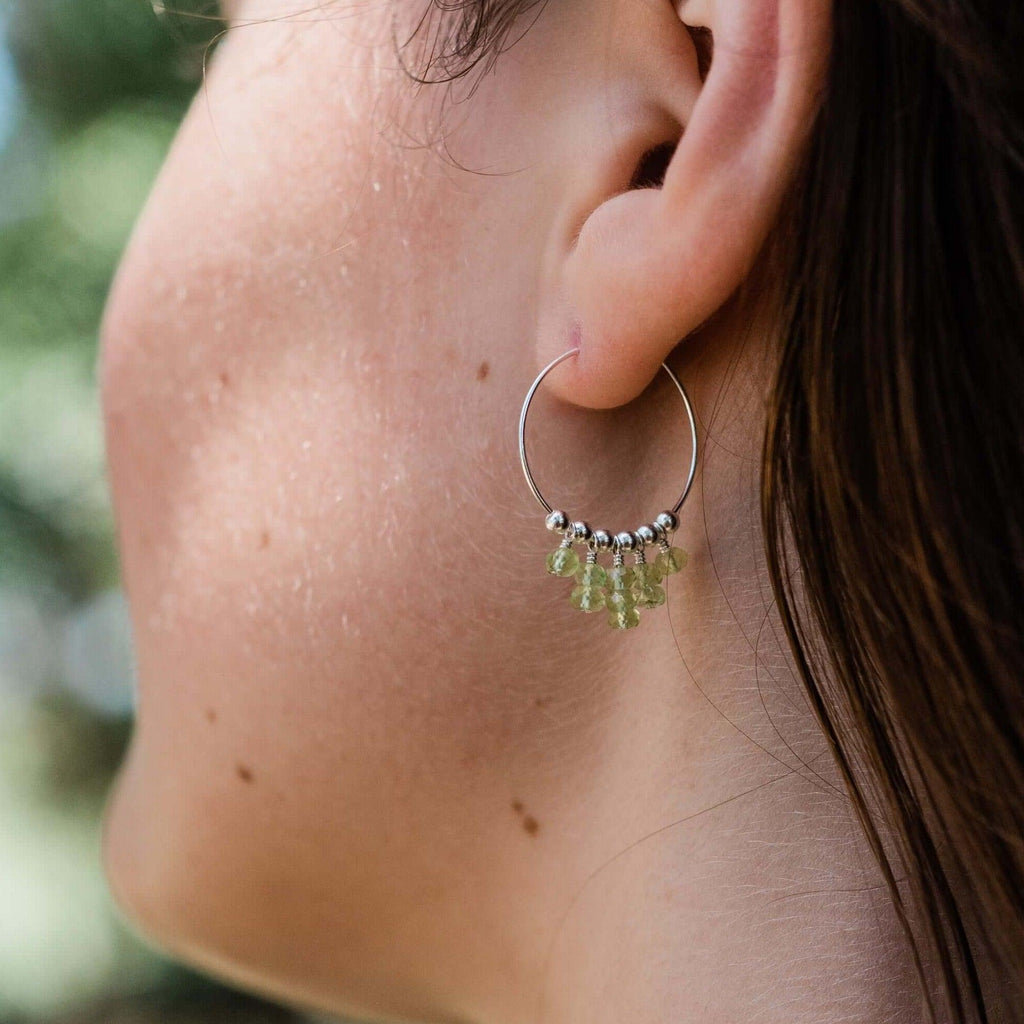 Peridot Statement Hoop Earrings - Peridot Statement Hoop Earrings - 14k Gold Fill - Luna Tide Handmade Crystal Jewellery