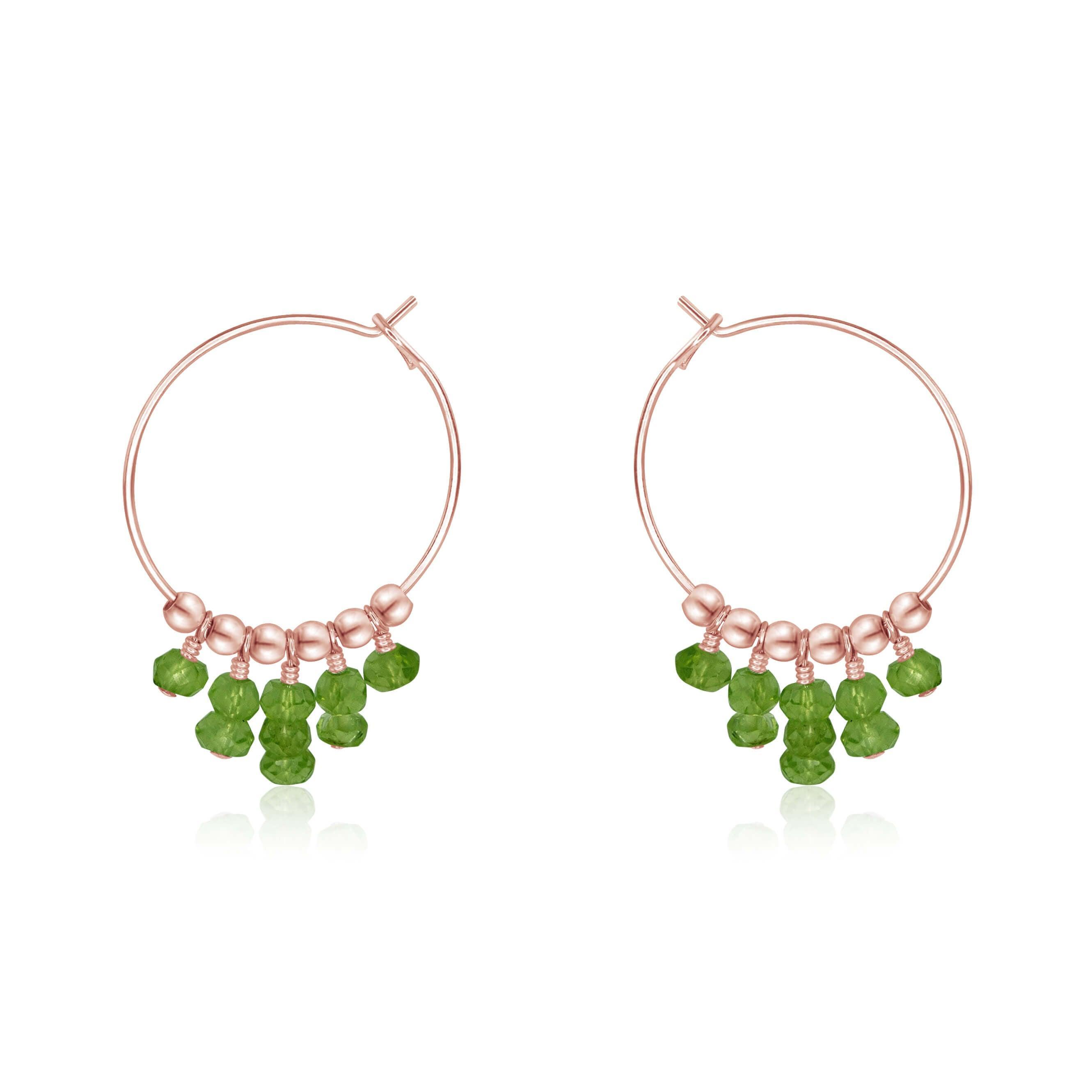 Peridot Statement Hoop Earrings - Peridot Statement Hoop Earrings - 14k Rose Gold Fill - Luna Tide Handmade Crystal Jewellery