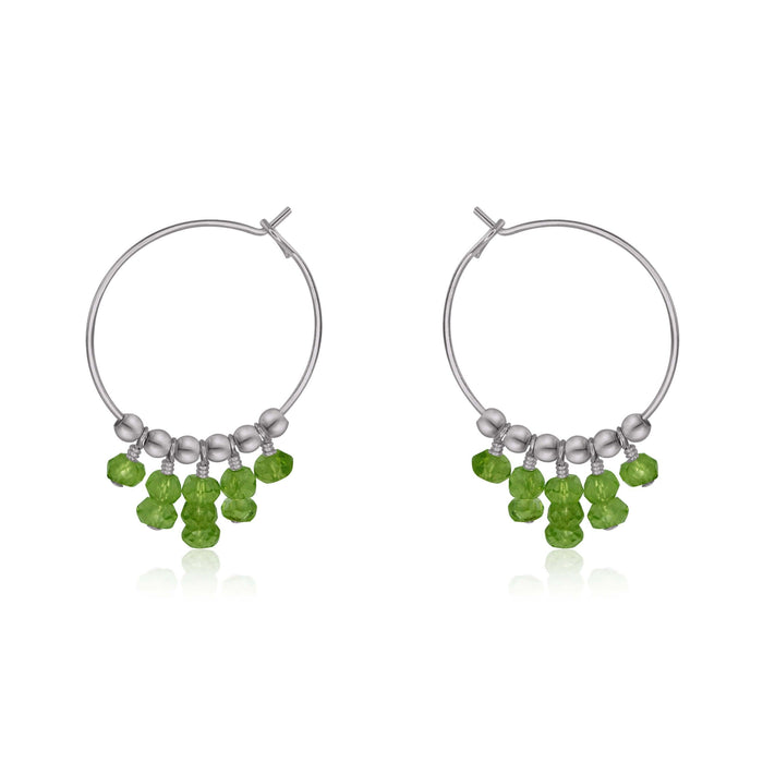 Peridot Statement Hoop Earrings - Peridot Statement Hoop Earrings - Stainless Steel - Luna Tide Handmade Crystal Jewellery