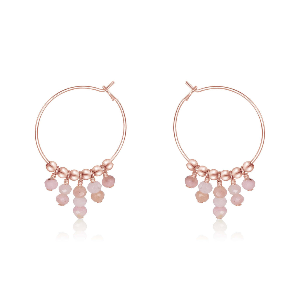 Pink Peruvian Opal Statement Hoop Earrings - Pink Peruvian Opal Statement Hoop Earrings - 14k Rose Gold Fill - Luna Tide Handmade Crystal Jewellery