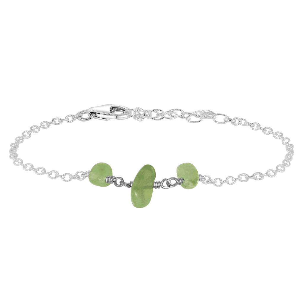 Prehnite Beaded Chain Bracelet - Prehnite Beaded Chain Bracelet - Sterling Silver - Luna Tide Handmade Crystal Jewellery
