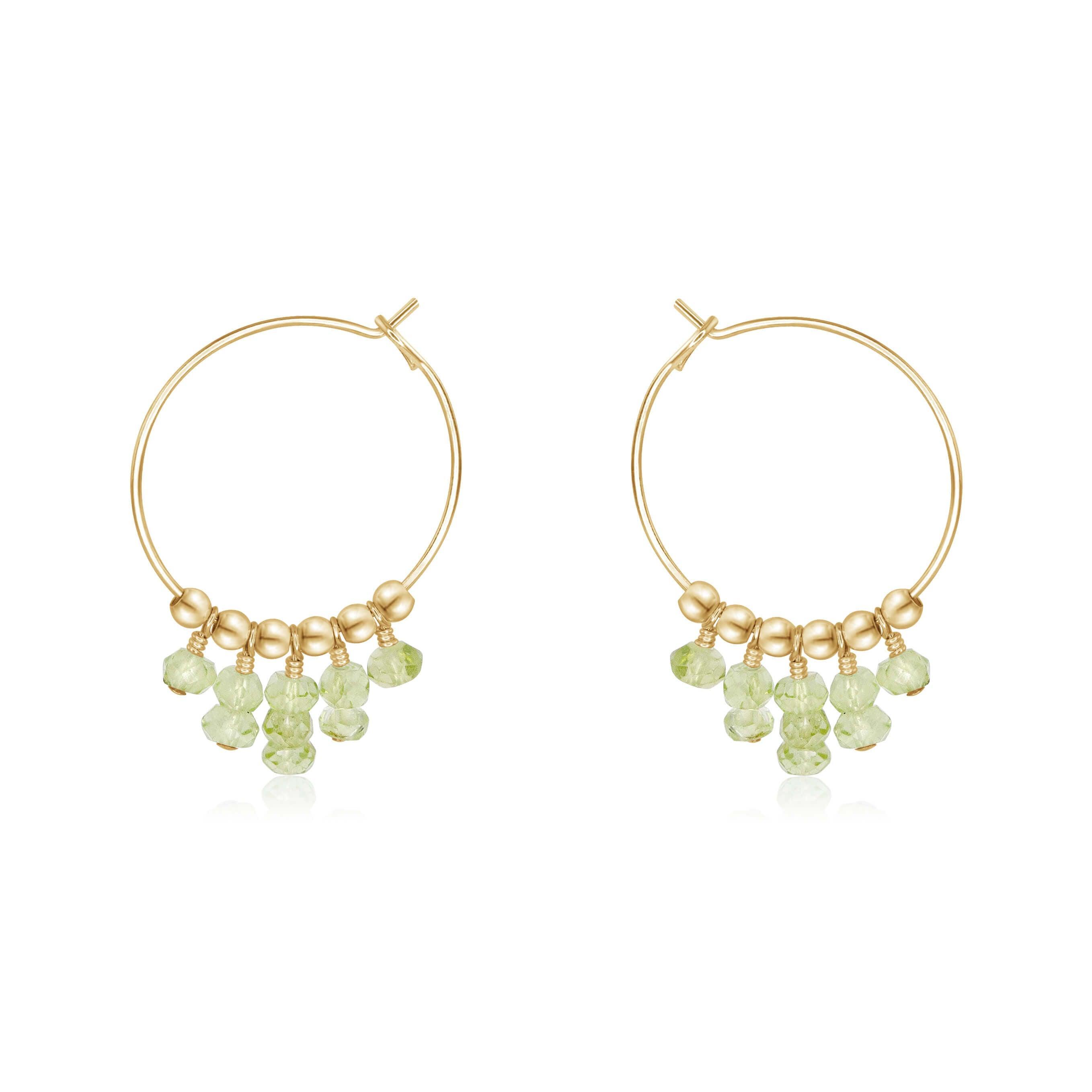 Prehnite Statement Hoop Earrings - Prehnite Statement Hoop Earrings - 14k Gold Fill - Luna Tide Handmade Crystal Jewellery