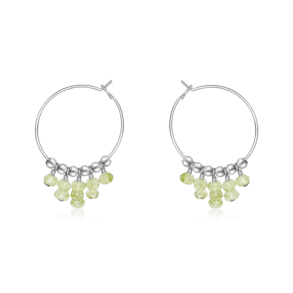 Prehnite Statement Hoop Earrings - Prehnite Statement Hoop Earrings - Sterling Silver - Luna Tide Handmade Crystal Jewellery
