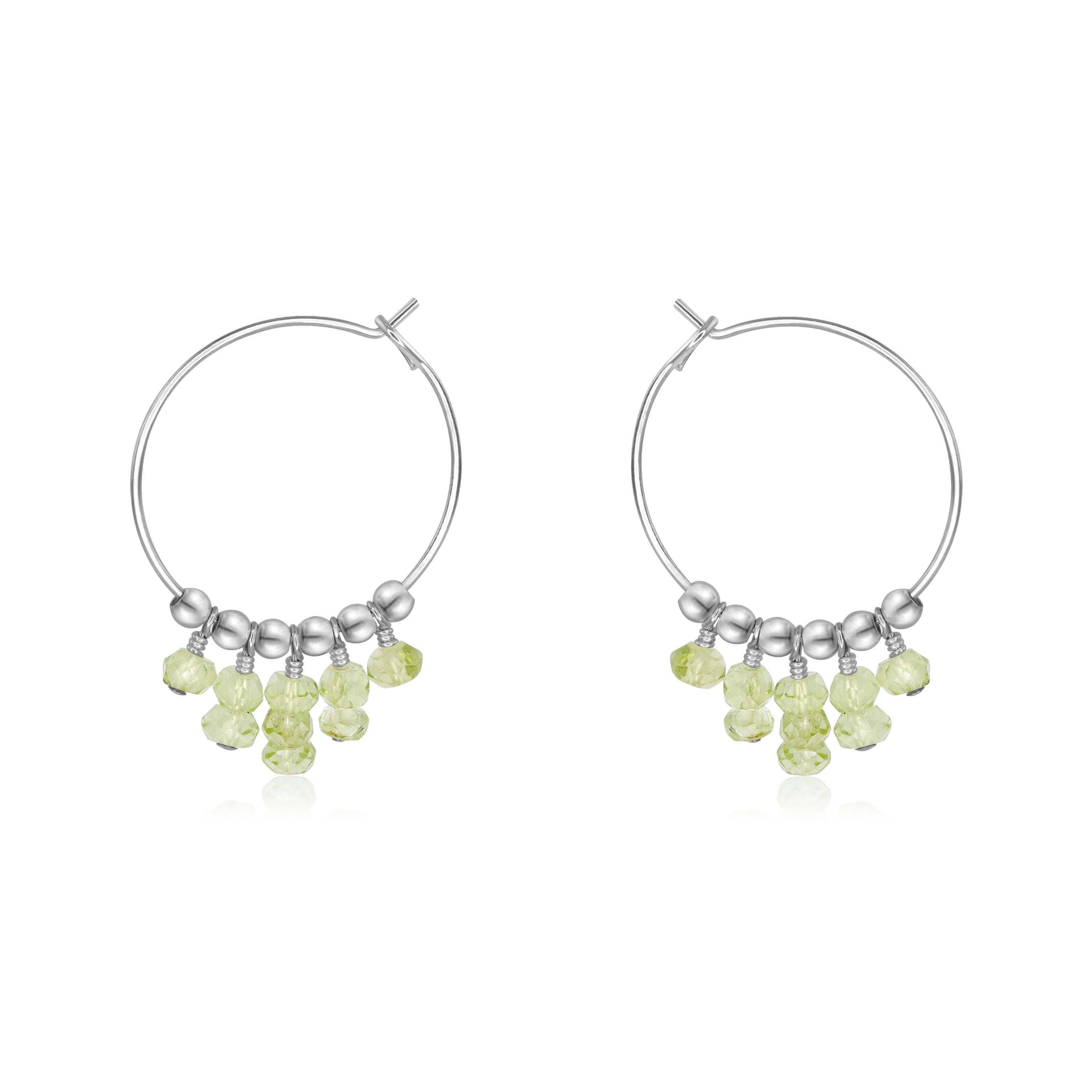 Prehnite Statement Hoop Earrings - Prehnite Statement Hoop Earrings - Sterling Silver - Luna Tide Handmade Crystal Jewellery
