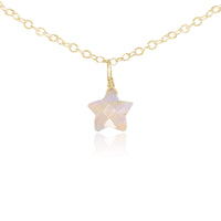 Rainbow Moonstone Tiny Star Pendant Choker Necklace - Rainbow Moonstone Tiny Star Pendant Choker Necklace - 14k Gold Fill - Luna Tide Handmade Crystal Jewellery