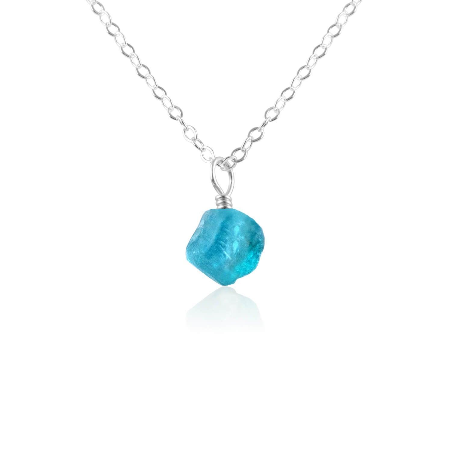 Raw Apatite Natural Crystal Pendant Necklace - Raw Apatite Natural Crystal Pendant Necklace - Sterling Silver / Cable - Luna Tide Handmade Crystal Jewellery
