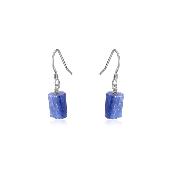 Raw Blue Kyanite Crystal Dangle Drop Earrings - Raw Blue Kyanite Crystal Dangle Drop Earrings - Stainless Steel - Luna Tide Handmade Crystal Jewellery