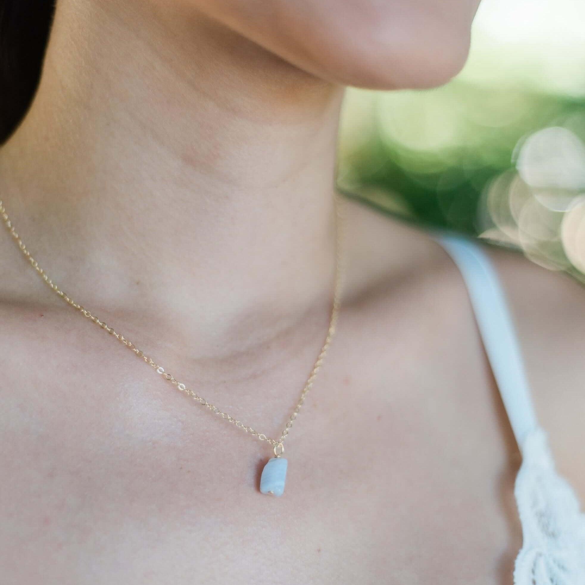 Raw Blue Lace Agate Natural Crystal Pendant Necklace - Raw Blue Lace Agate Natural Crystal Pendant Necklace - Sterling Silver / Satellite - Luna Tide Handmade Crystal Jewellery