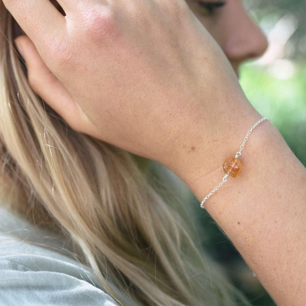 Raw Citrine Crystal Nugget Bracelet - Raw Citrine Crystal Nugget Bracelet - 14k Gold Fill - Luna Tide Handmade Crystal Jewellery