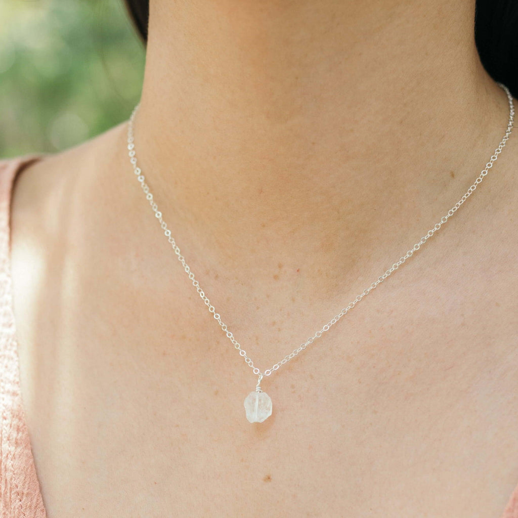 Raw Crystal Quartz Natural Crystal Pendant Necklace - Raw Crystal Quartz Natural Crystal Pendant Necklace - 14k Gold Fill / Satellite - Luna Tide Handmade Crystal Jewellery