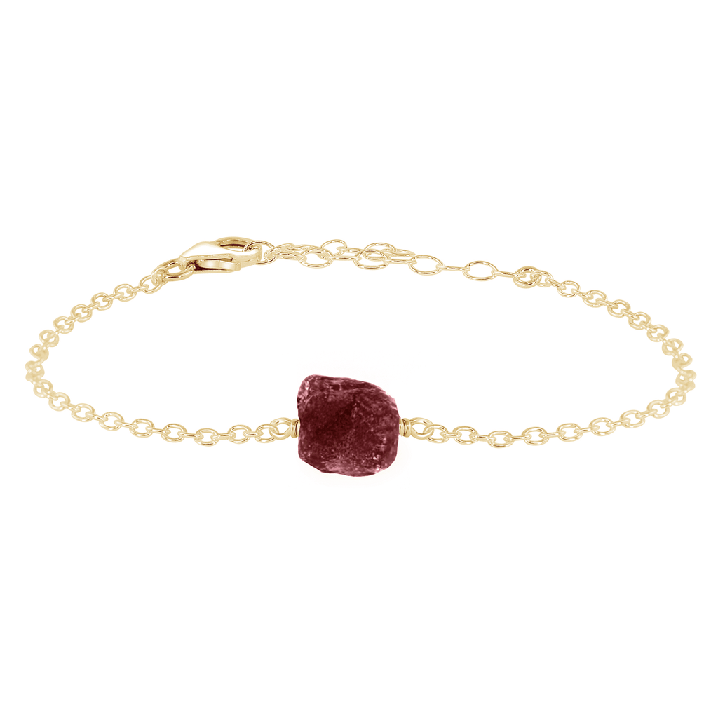 Raw Earth Red Ruby Crystal Nugget Bracelet - Raw Earth Red Ruby Crystal Nugget Bracelet - 14k Gold Fill - Luna Tide Handmade Crystal Jewellery