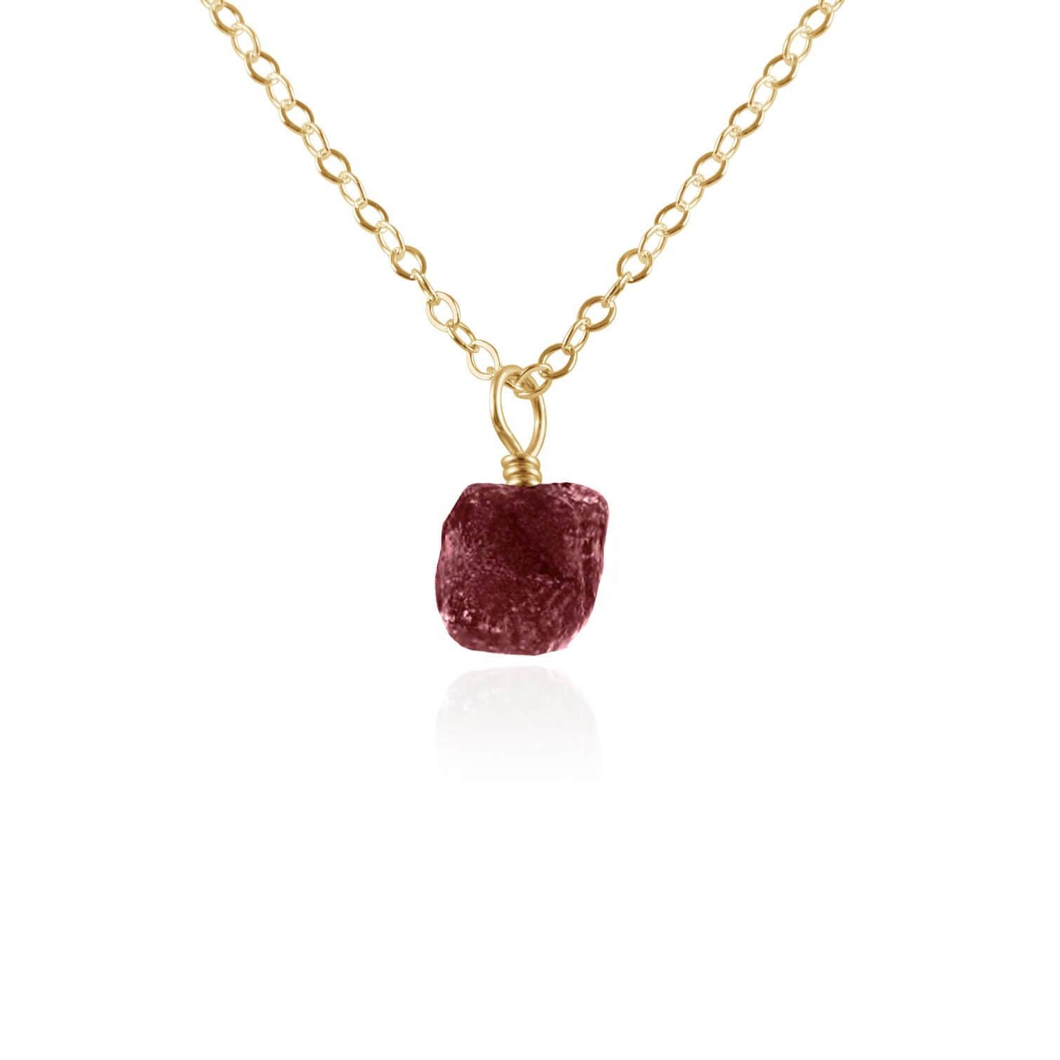 Raw Earth Red Ruby Natural Crystal Pendant Necklace - Raw Earth Red Ruby Natural Crystal Pendant Necklace - 14k Gold Fill / Cable - Luna Tide Handmade Crystal Jewellery