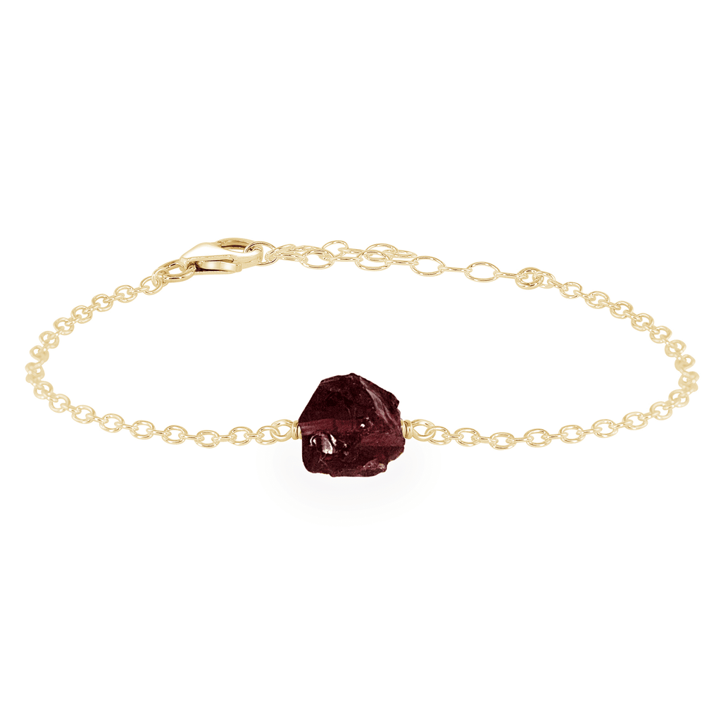 Raw Garnet Crystal Nugget Bracelet - Raw Garnet Crystal Nugget Bracelet - 14k Gold Fill - Luna Tide Handmade Crystal Jewellery