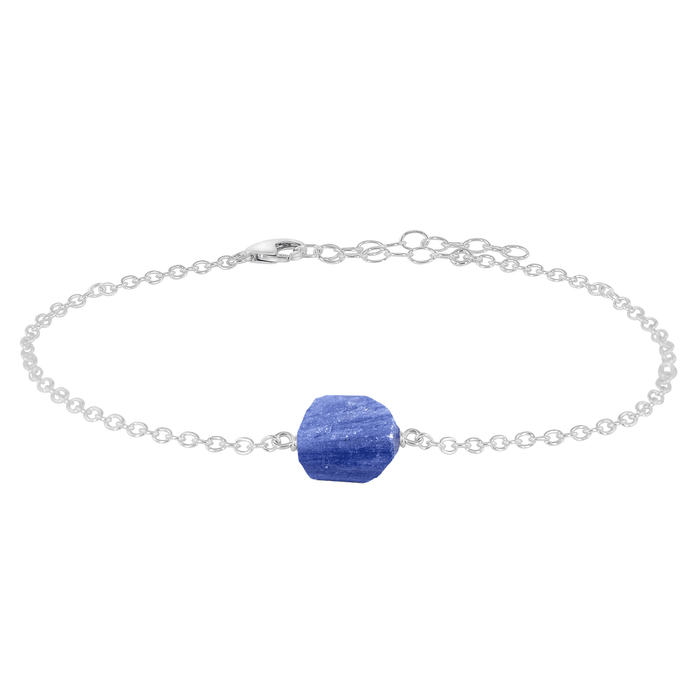 Raw Kyanite Crystal Nugget Anklet - Raw Kyanite Crystal Nugget Anklet - Sterling Silver - Luna Tide Handmade Crystal Jewellery