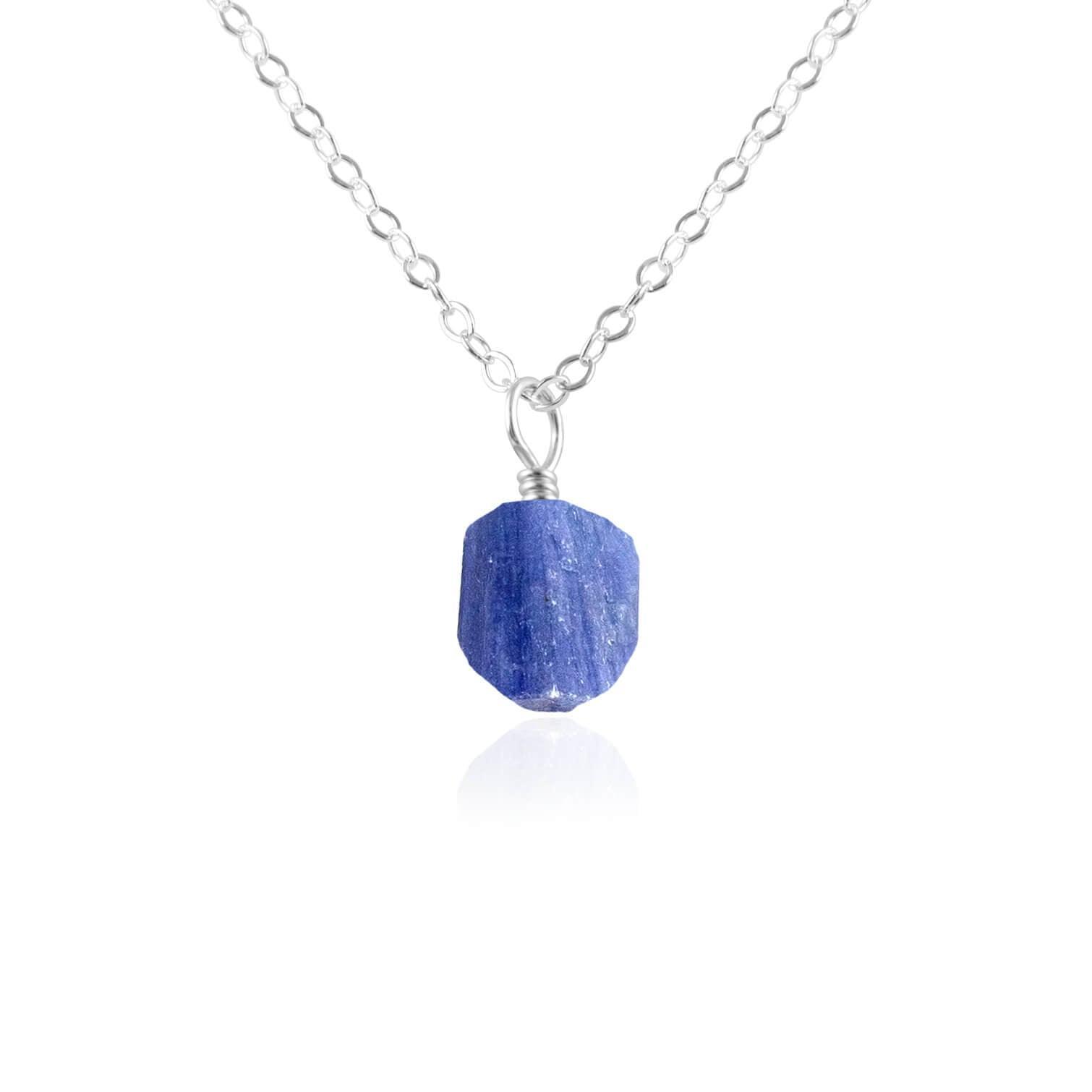 Raw Kyanite Natural Crystal Pendant Necklace - Raw Kyanite Natural Crystal Pendant Necklace - Sterling Silver / Cable - Luna Tide Handmade Crystal Jewellery
