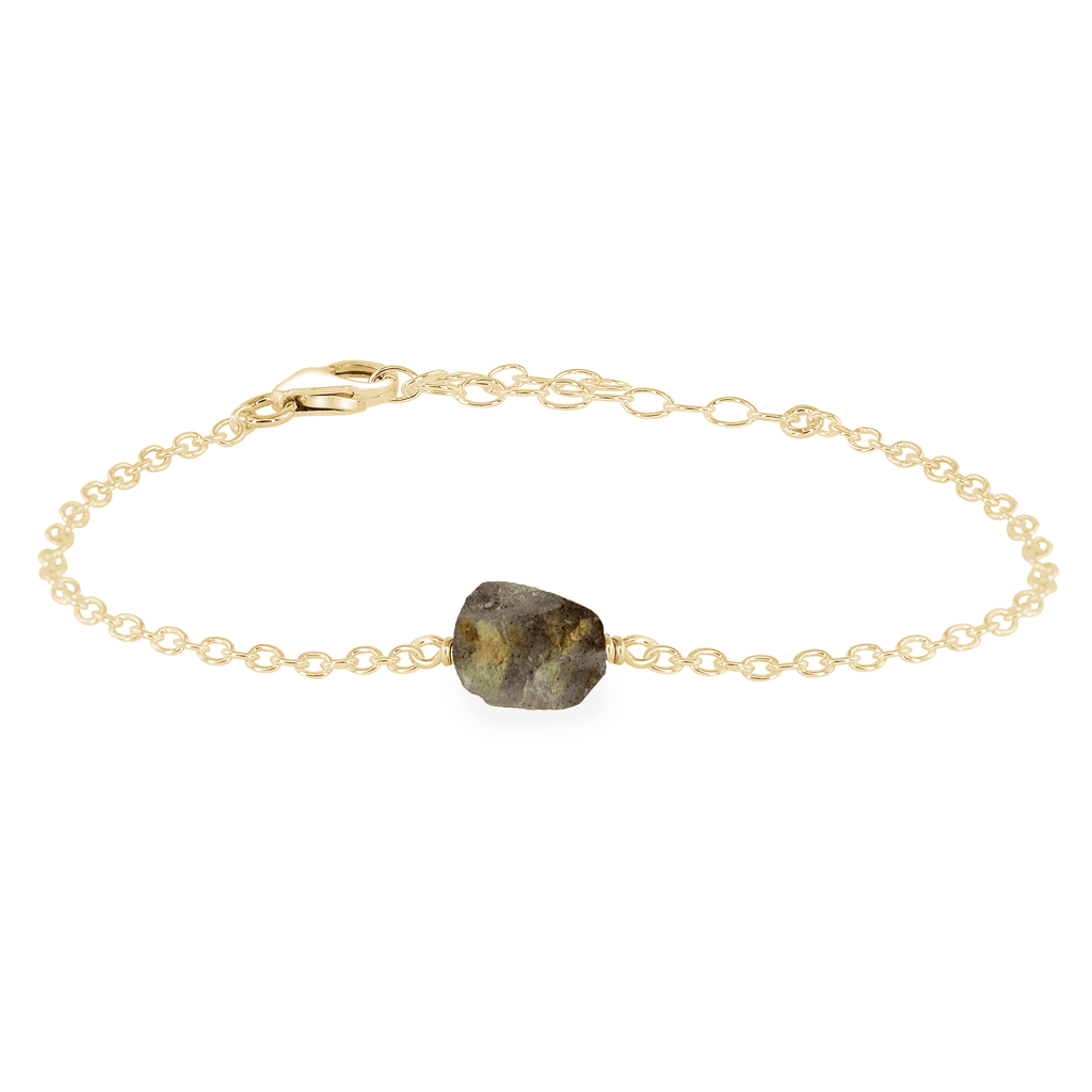 Raw Labradorite Crystal Nugget Bracelet - Raw Labradorite Crystal Nugget Bracelet - 14k Gold Fill - Luna Tide Handmade Crystal Jewellery