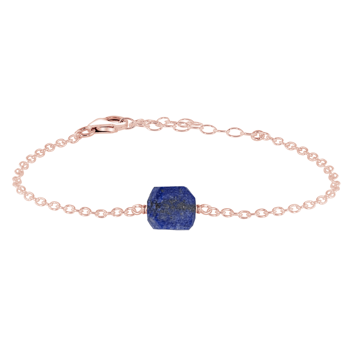 Raw Lapis Lazuli Crystal Nugget Bracelet - Raw Lapis Lazuli Crystal Nugget Bracelet - 14k Rose Gold Fill - Luna Tide Handmade Crystal Jewellery