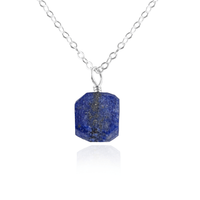 Raw Lapis Lazuli Natural Crystal Pendant Necklace - Raw Lapis Lazuli Natural Crystal Pendant Necklace - Sterling Silver / Cable - Luna Tide Handmade Crystal Jewellery