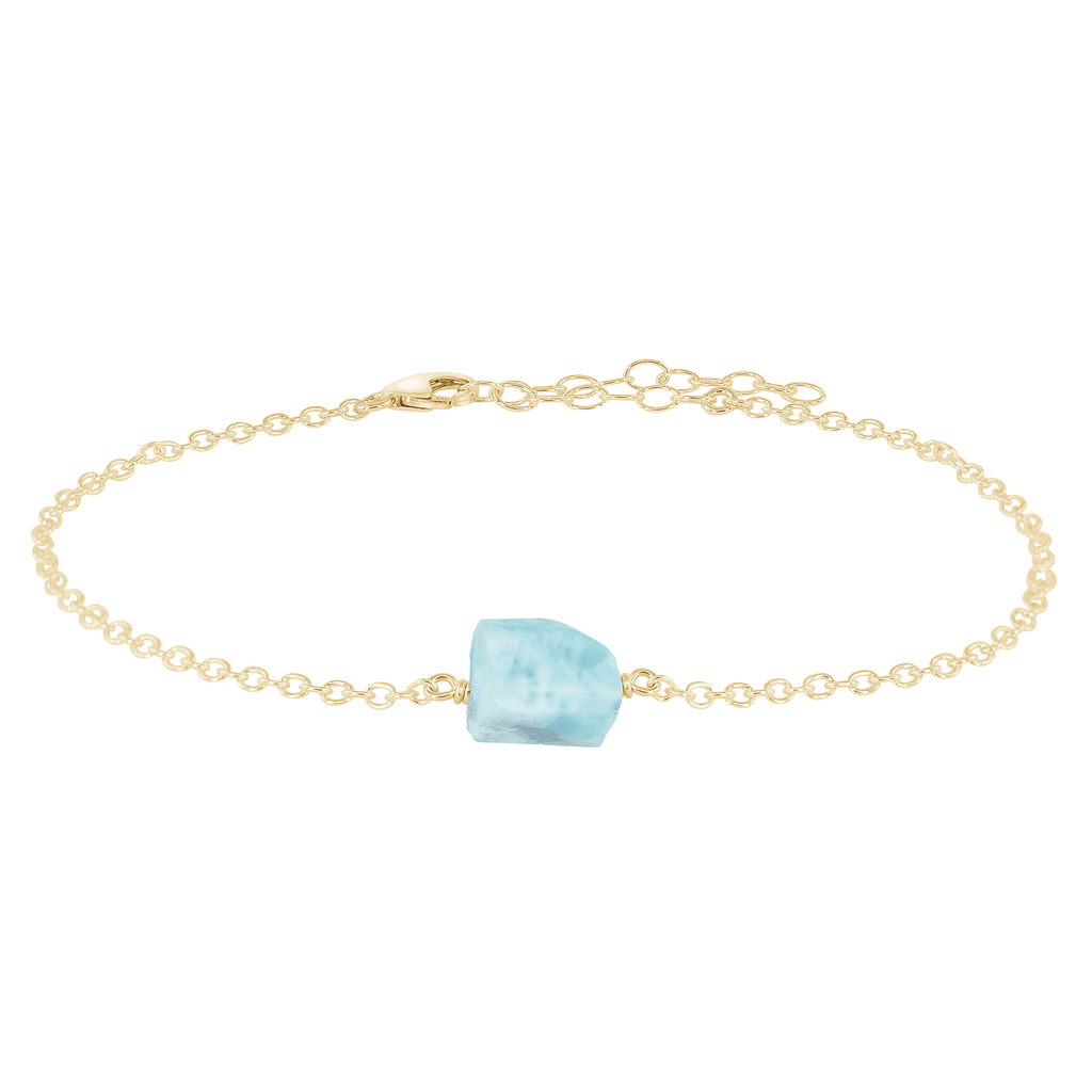 Raw Larimar Crystal Nugget Anklet - Raw Larimar Crystal Nugget Anklet - 14k Gold Fill - Luna Tide Handmade Crystal Jewellery