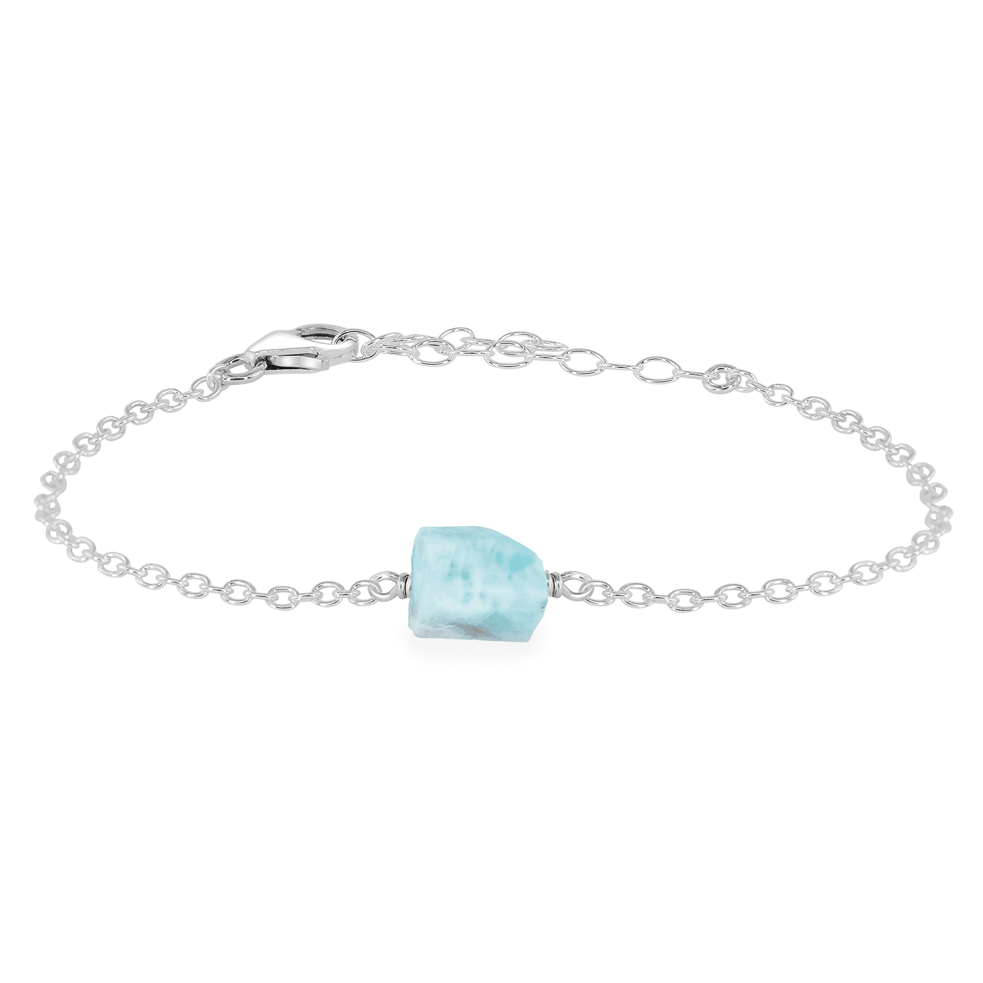 Raw Larimar Crystal Nugget Bracelet - Raw Larimar Crystal Nugget Bracelet - Sterling Silver - Luna Tide Handmade Crystal Jewellery