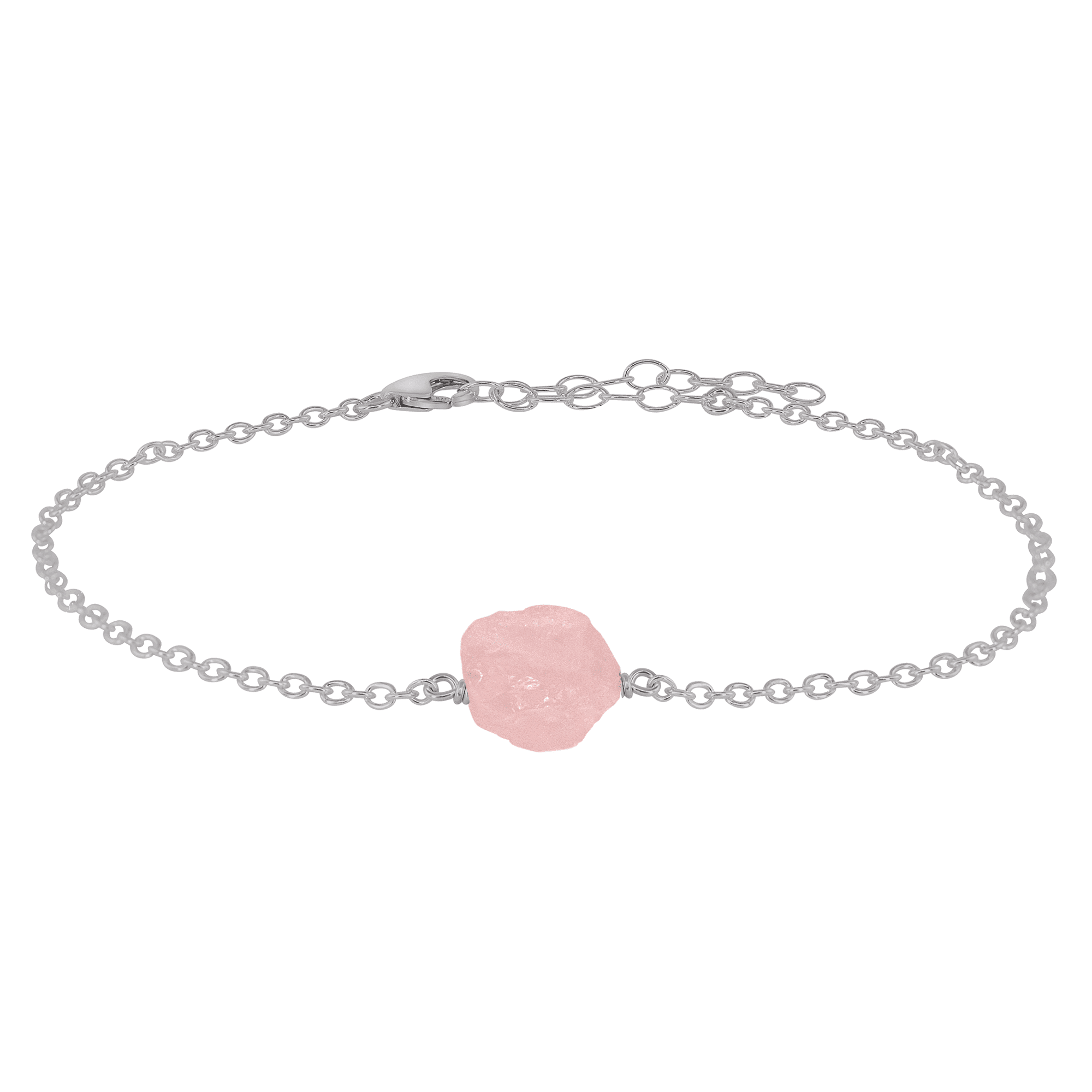 Raw Rose Quartz Crystal Nugget Anklet - Raw Rose Quartz Crystal Nugget Anklet - Stainless Steel - Luna Tide Handmade Crystal Jewellery