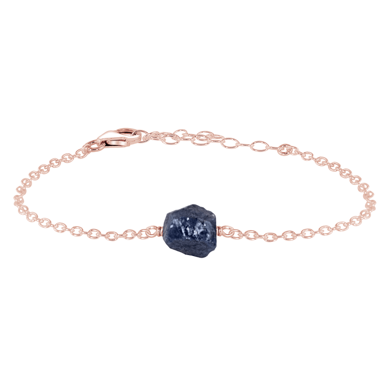 Raw Sapphire Crystal Nugget Bracelet - Raw Sapphire Crystal Nugget Bracelet - 14k Rose Gold Fill - Luna Tide Handmade Crystal Jewellery