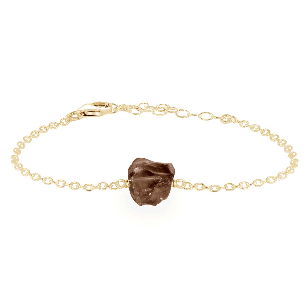 Raw Smoky Quartz Crystal Nugget Bracelet - Raw Smoky Quartz Crystal Nugget Bracelet - 14k Gold Fill - Luna Tide Handmade Crystal Jewellery