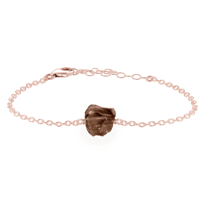 Raw Smoky Quartz Crystal Nugget Bracelet - Raw Smoky Quartz Crystal Nugget Bracelet - 14k Rose Gold Fill - Luna Tide Handmade Crystal Jewellery
