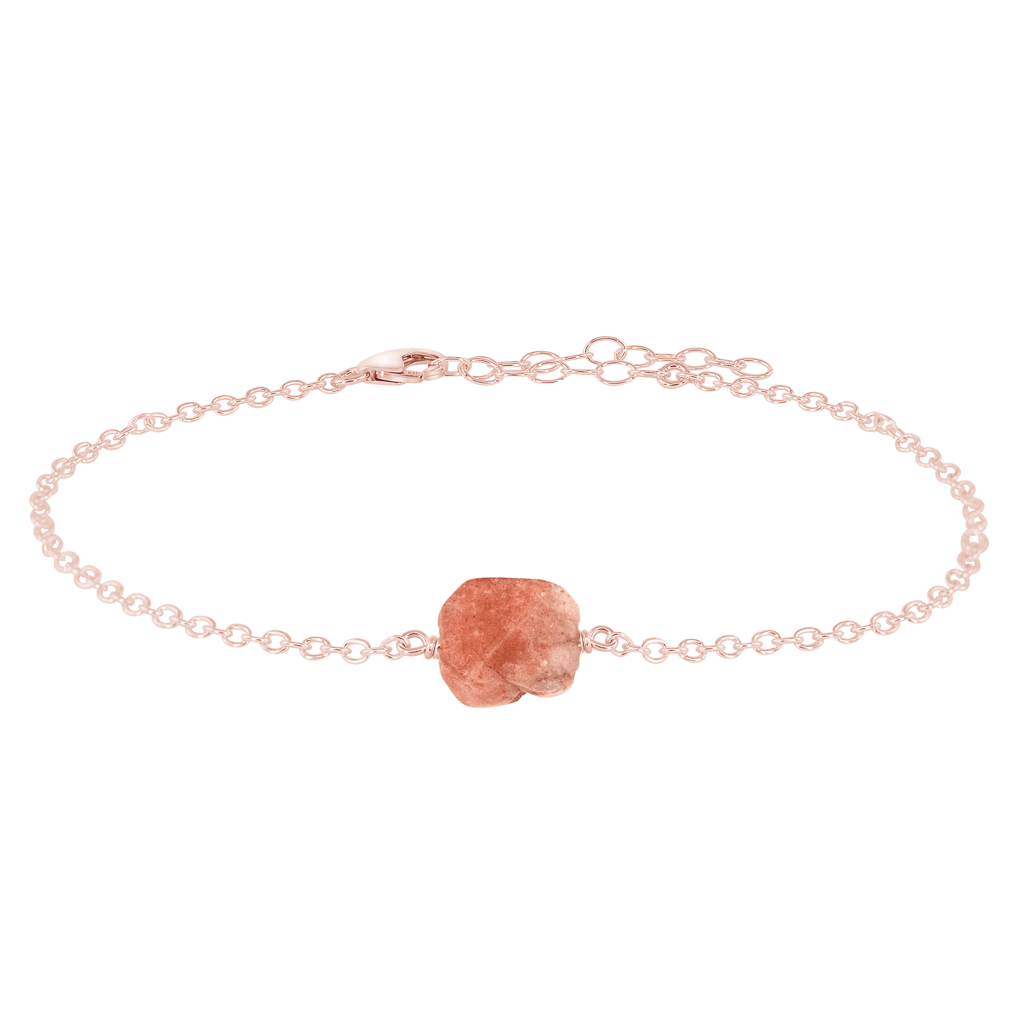 Raw Sunstone Crystal Nugget Anklet - Raw Sunstone Crystal Nugget Anklet - 14k Rose Gold Fill - Luna Tide Handmade Crystal Jewellery
