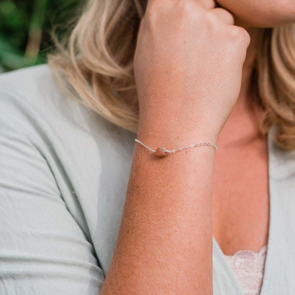 Raw Sunstone Crystal Nugget Bracelet - Raw Sunstone Crystal Nugget Bracelet - 14k Gold Fill - Luna Tide Handmade Crystal Jewellery