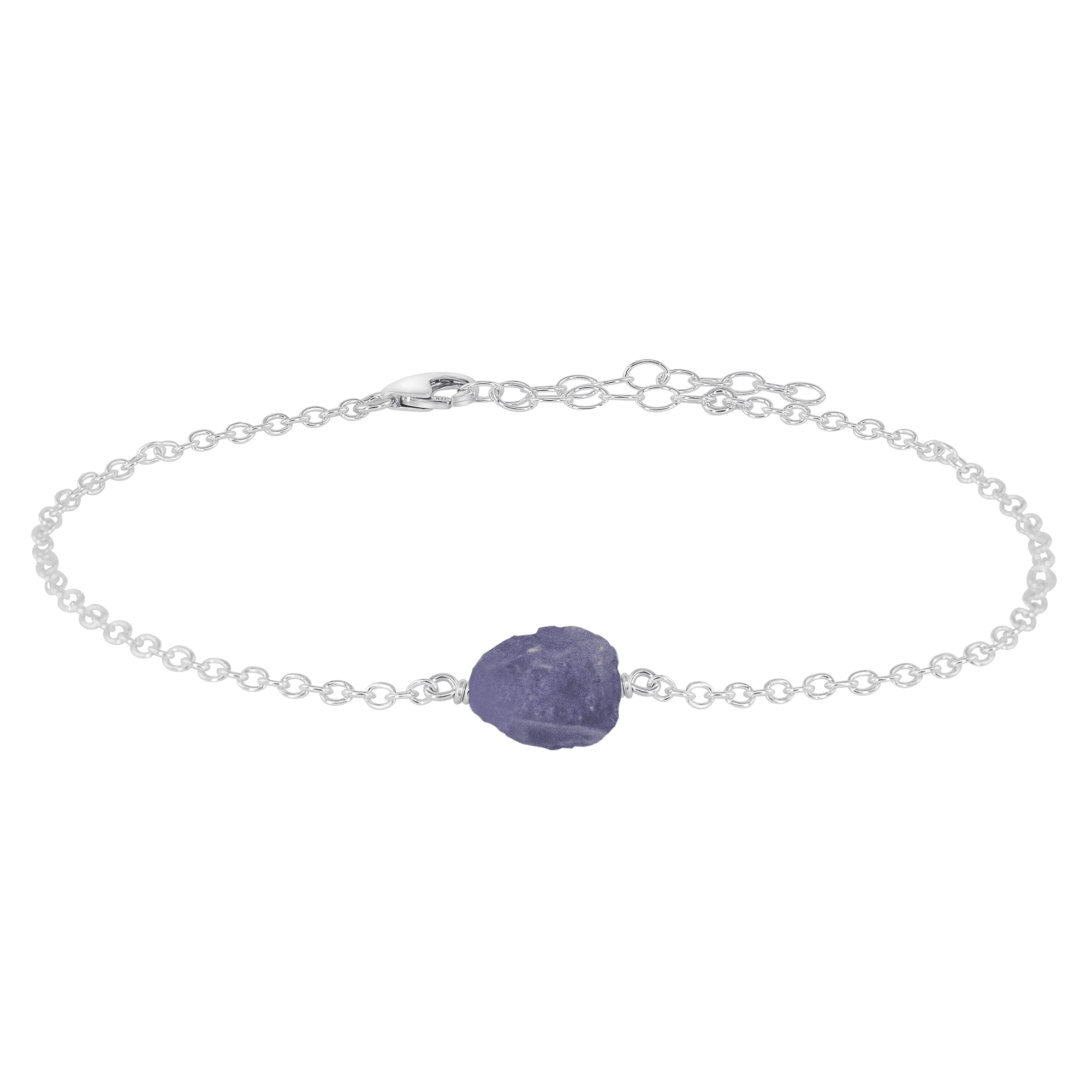 Raw Tanzanite Crystal Nugget Anklet - Raw Tanzanite Crystal Nugget Anklet - Sterling Silver - Luna Tide Handmade Crystal Jewellery