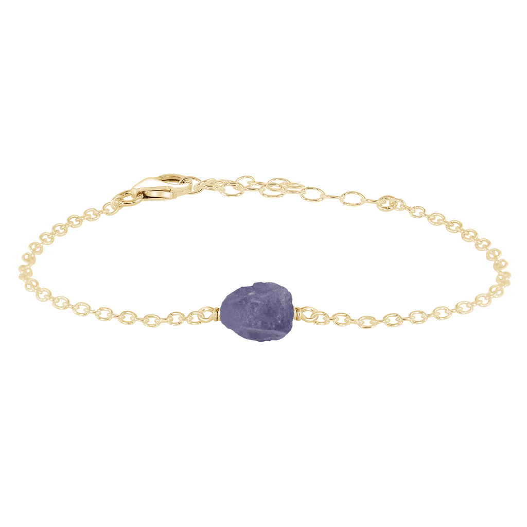 Raw Tanzanite Crystal Nugget Bracelet - Raw Tanzanite Crystal Nugget Bracelet - Sterling Silver - Luna Tide Handmade Crystal Jewellery