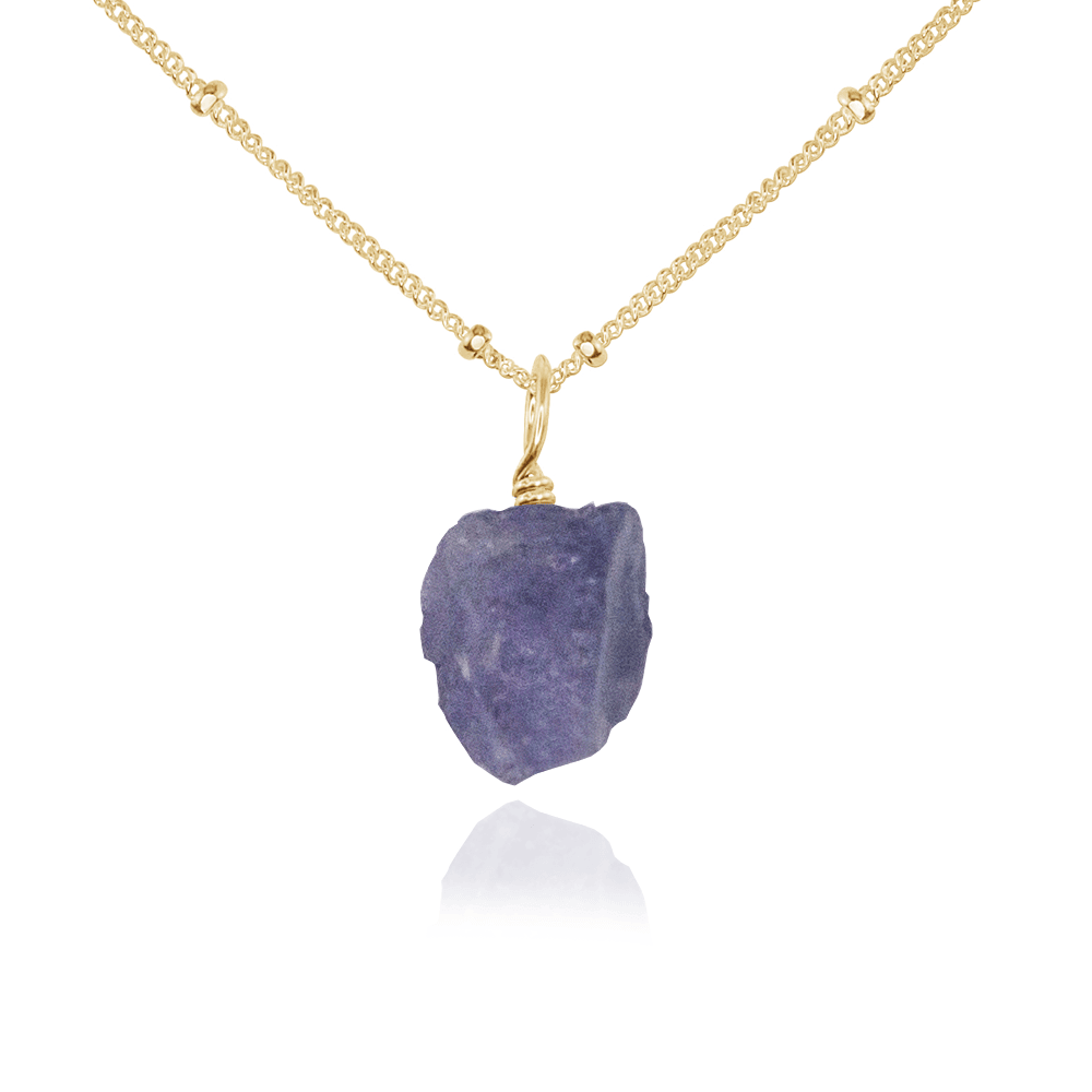 Raw Tanzanite Natural Crystal Pendant Necklace - Raw Tanzanite Natural Crystal Pendant Necklace - 14k Gold Fill / Satellite - Luna Tide Handmade Crystal Jewellery