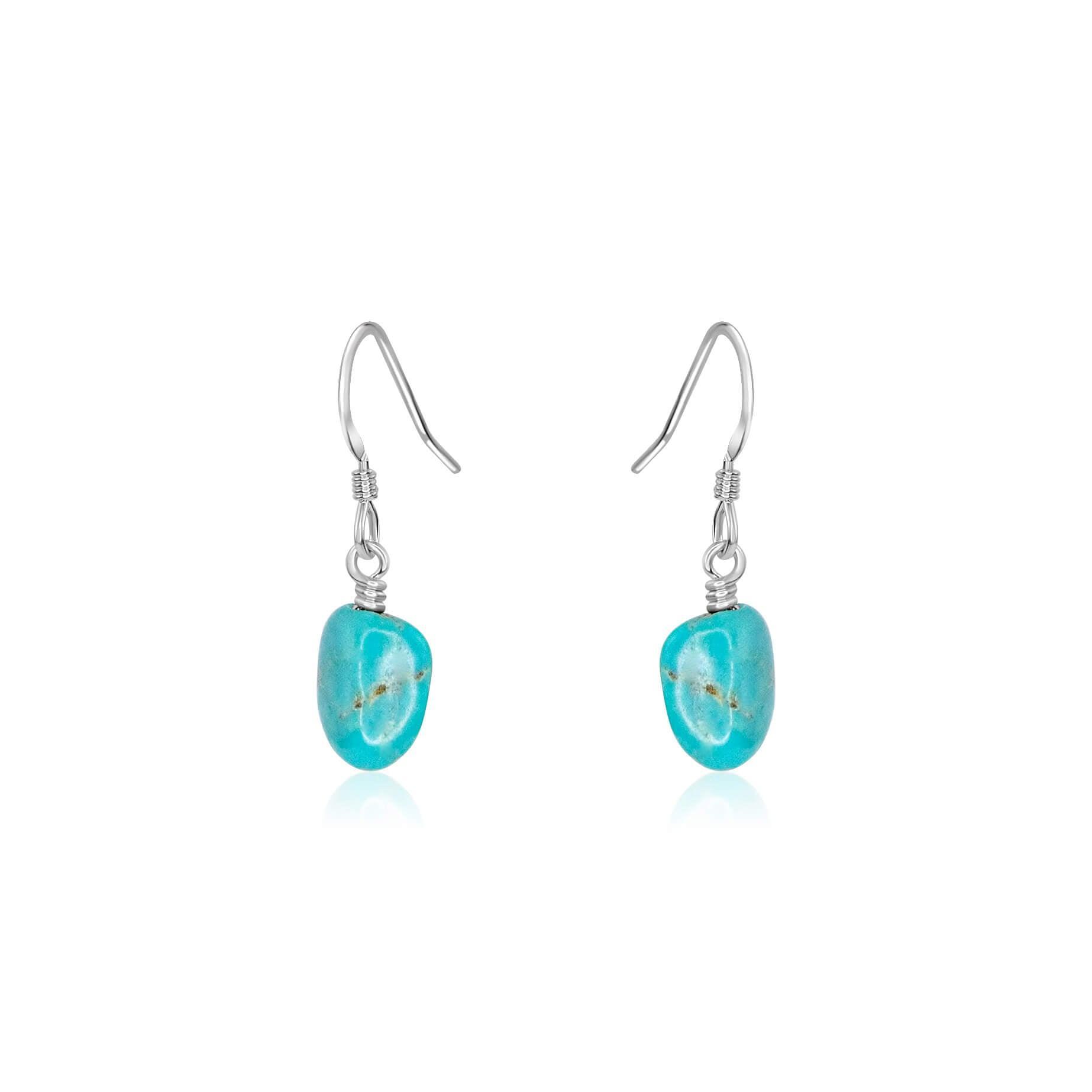 Raw Turquoise Crystal Dangle Drop Earrings - Raw Turquoise Crystal Dangle Drop Earrings - Sterling Silver - Luna Tide Handmade Crystal Jewellery
