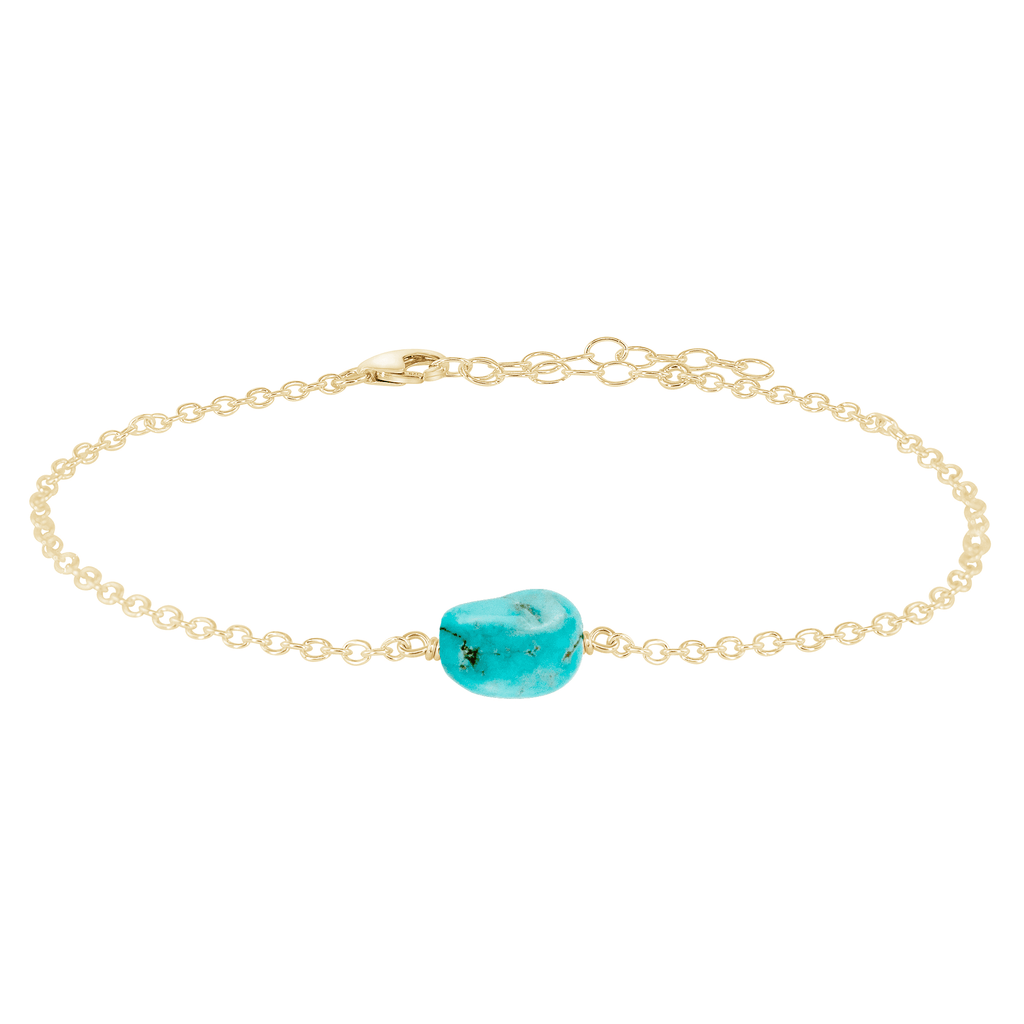 Raw Turquoise Crystal Nugget Anklet - Raw Turquoise Crystal Nugget Anklet - 14k Gold Fill - Luna Tide Handmade Crystal Jewellery