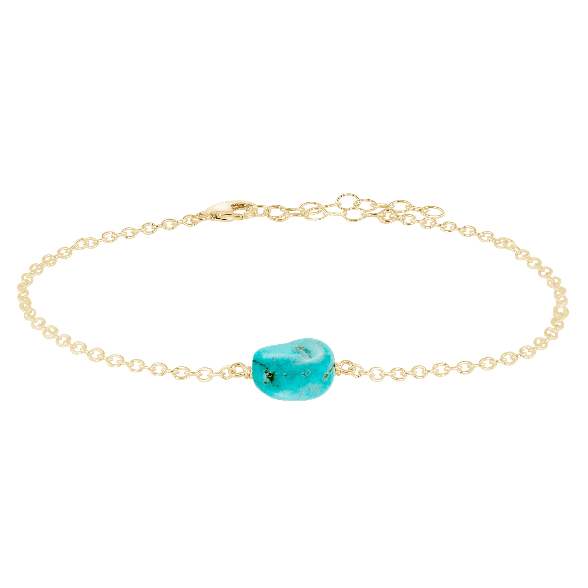 Raw Turquoise Crystal Nugget Anklet - Raw Turquoise Crystal Nugget Anklet - 14k Gold Fill - Luna Tide Handmade Crystal Jewellery