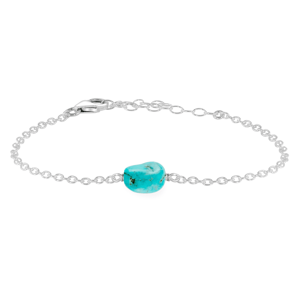 Raw Turquoise Crystal Nugget Bracelet - Raw Turquoise Crystal Nugget Bracelet - Sterling Silver - Luna Tide Handmade Crystal Jewellery