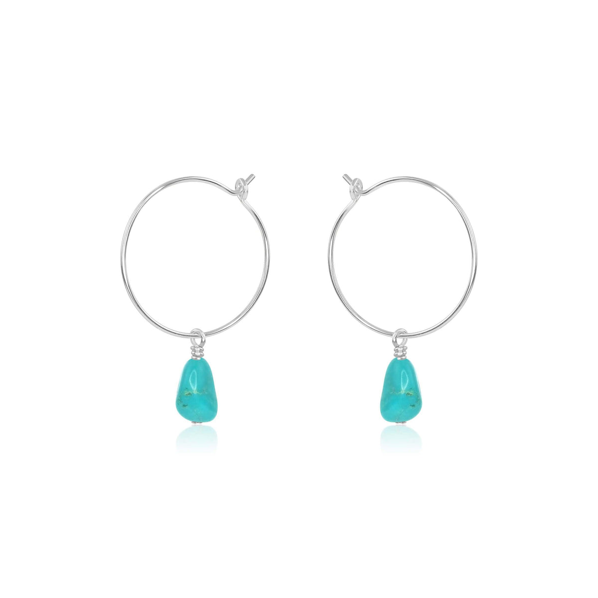 Raw Nugget Hoop Earrings - Turquoise - Sterling Silver - Luna Tide Handmade Jewellery