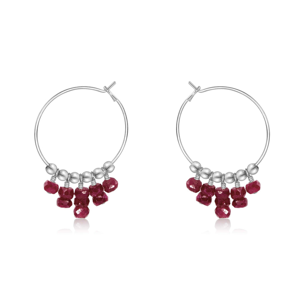 Ruby Statement Hoop Earrings - Ruby Statement Hoop Earrings - Sterling Silver - Luna Tide Handmade Crystal Jewellery