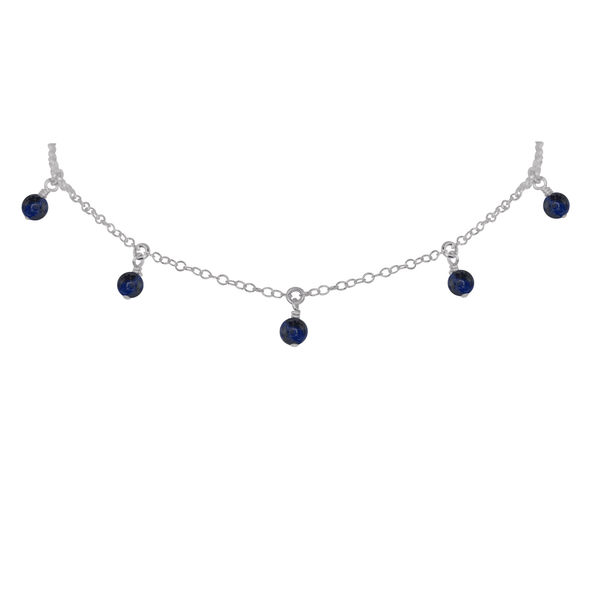 Sapphire Bead Drop Choker - Sapphire Bead Drop Choker - Stainless Steel - Luna Tide Handmade Crystal Jewellery