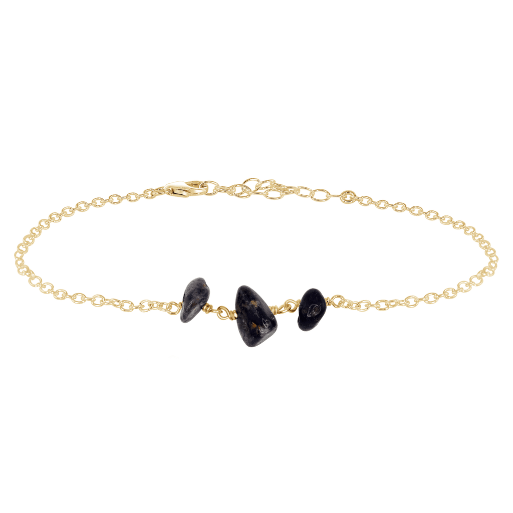 Sapphire Beaded Chain Anklet - Sapphire Beaded Chain Anklet - 14k Gold Fill - Luna Tide Handmade Crystal Jewellery