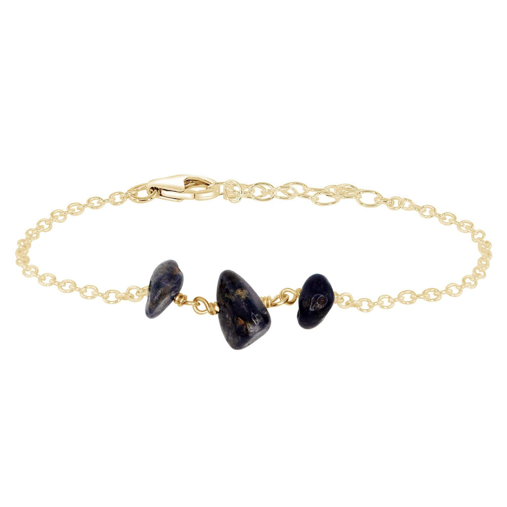 Sapphire Beaded Chain Bracelet - Sapphire Beaded Chain Bracelet - 14k Gold Fill - Luna Tide Handmade Crystal Jewellery