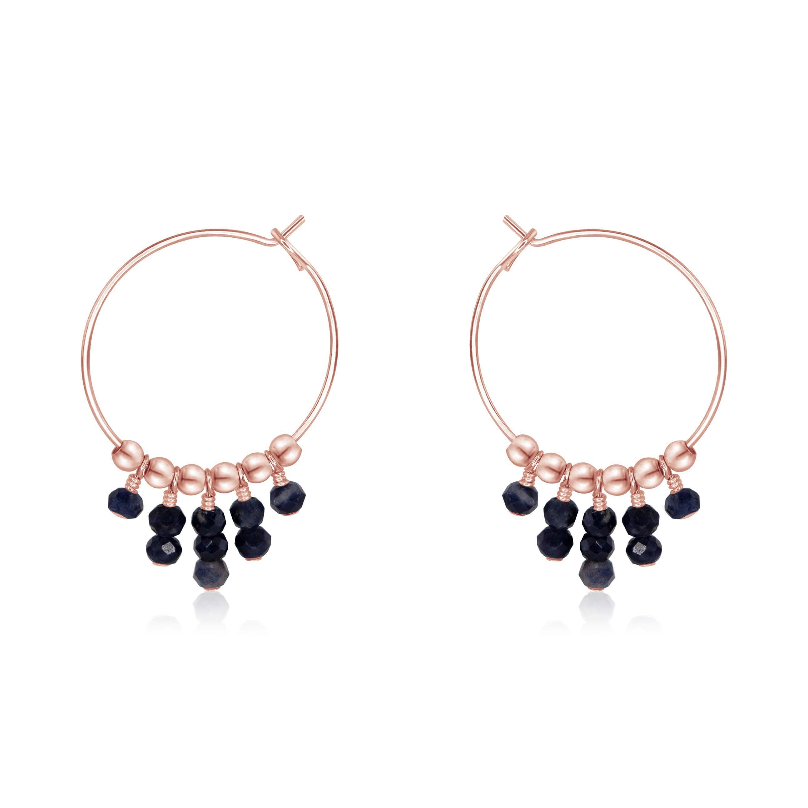 Sapphire Statement Hoop Earrings - Sapphire Statement Hoop Earrings - 14k Rose Gold Fill - Luna Tide Handmade Crystal Jewellery