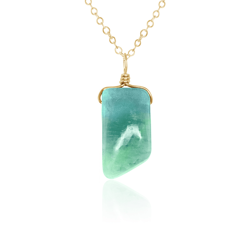 Small Smooth Amazonite Gentle Point Crystal Pendant Necklace - Small Smooth Amazonite Gentle Point Crystal Pendant Necklace - 14k Gold Fill / Cable - Luna Tide Handmade Crystal Jewellery
