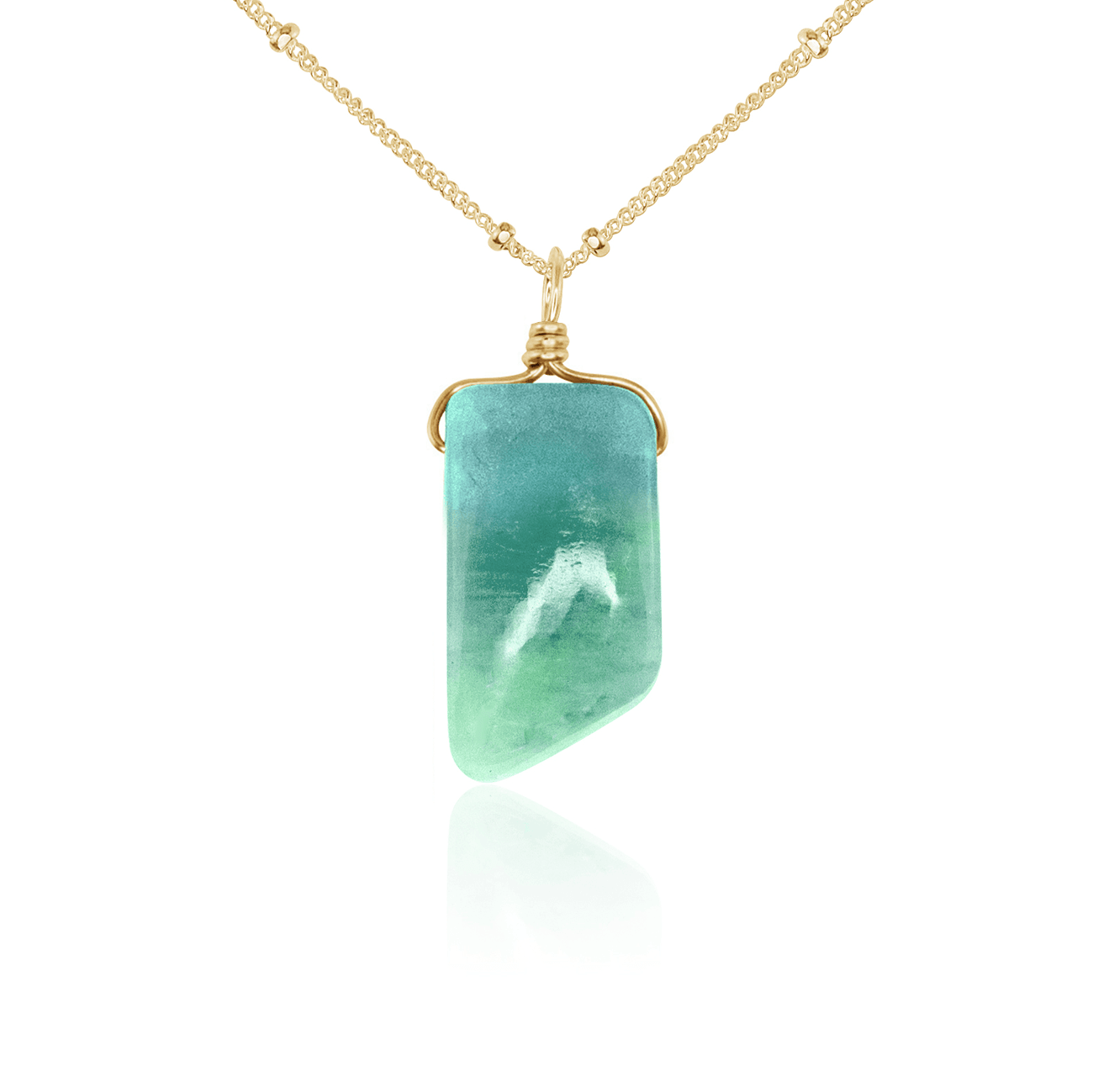 Small Smooth Amazonite Gentle Point Crystal Pendant Necklace - Small Smooth Amazonite Gentle Point Crystal Pendant Necklace - 14k Gold Fill / Satellite - Luna Tide Handmade Crystal Jewellery
