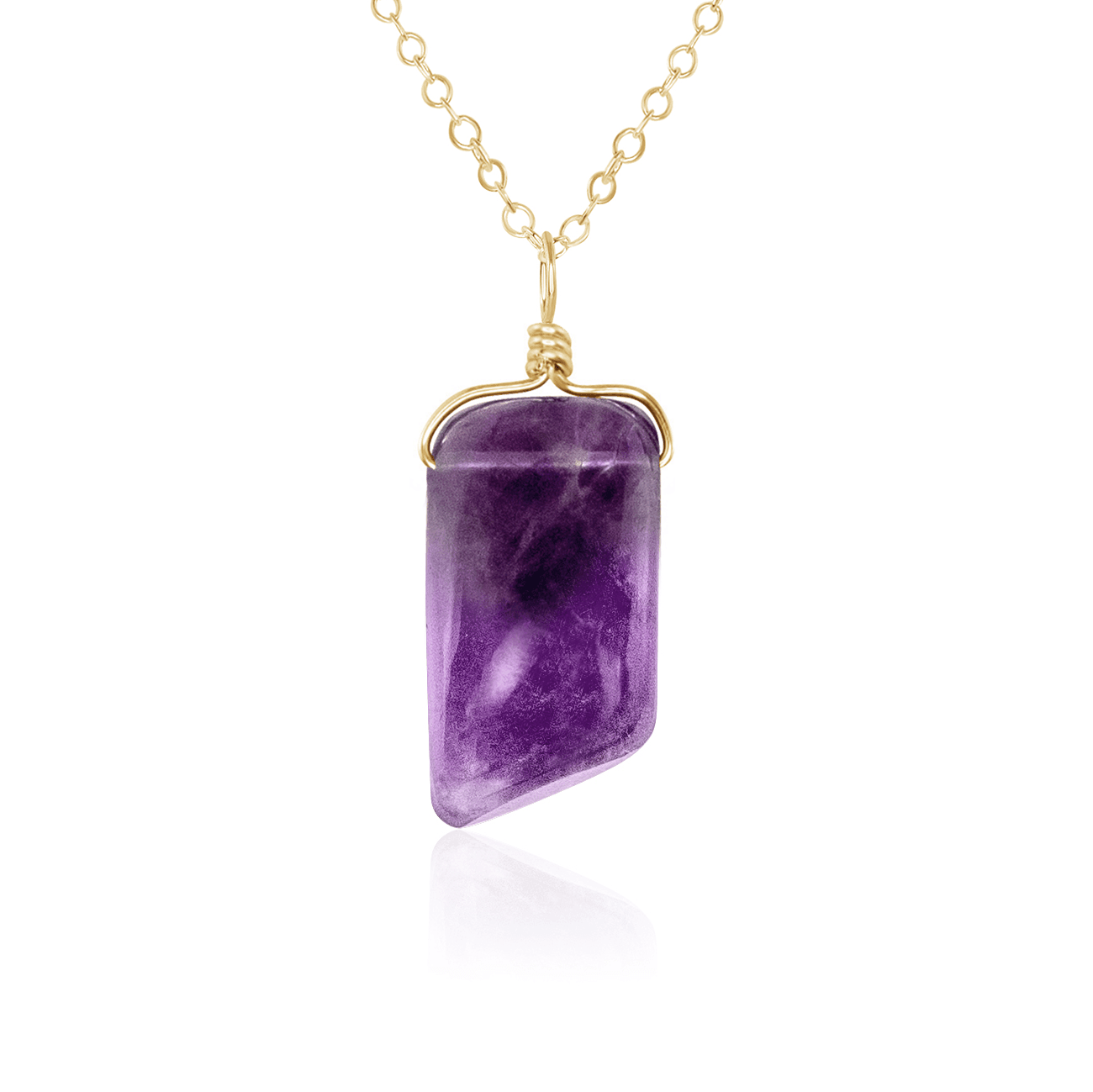 Small Smooth Amethyst Gentle Point Crystal Pendant Necklace - Small Smooth Amethyst Gentle Point Crystal Pendant Necklace - 14k Gold Fill / Cable - Luna Tide Handmade Crystal Jewellery