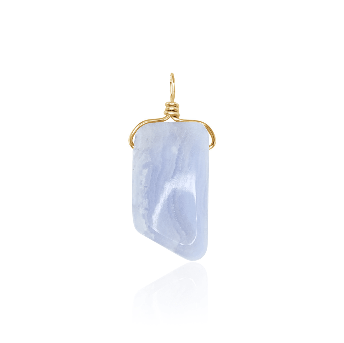 Small Smooth Blue Lace Agate Crystal Pendant with Gentle Point - Small Smooth Blue Lace Agate Crystal Pendant with Gentle Point - 14k Gold Fill - Luna Tide Handmade Crystal Jewellery