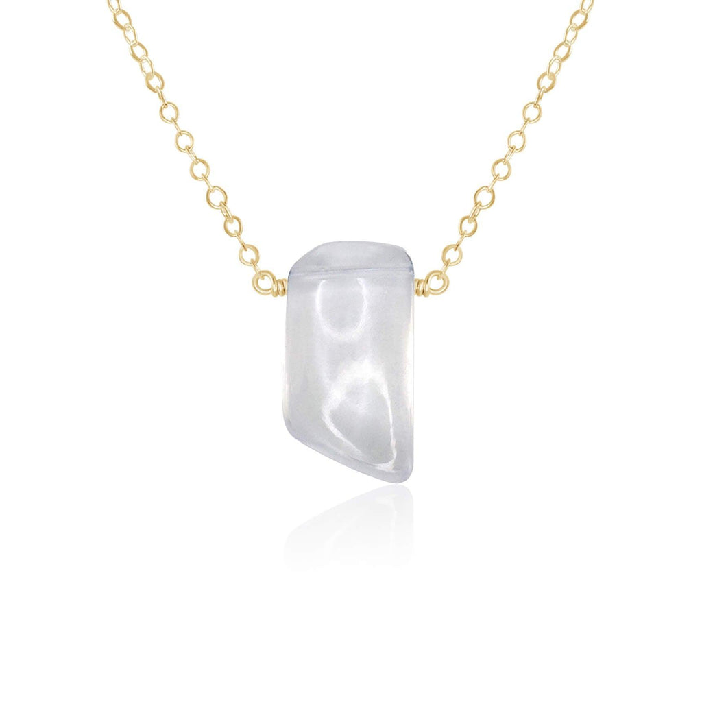 Small Smooth Clear Crystal Quartz Crystal Slab Necklace - Small Smooth Clear Crystal Quartz Crystal Slab Necklace - 14k Gold Fill - Luna Tide Handmade Crystal Jewellery